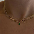 Personalised Stainless Steel 6 Colors Gem Stone 18K Gold Plated Chain Chocker Necklace Women
