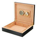 High-End Eco-Friendly European Design Gold Lacquer Travel Cigar Humidors Display Rectangle Wooden Black Cigar Storage Box Front
