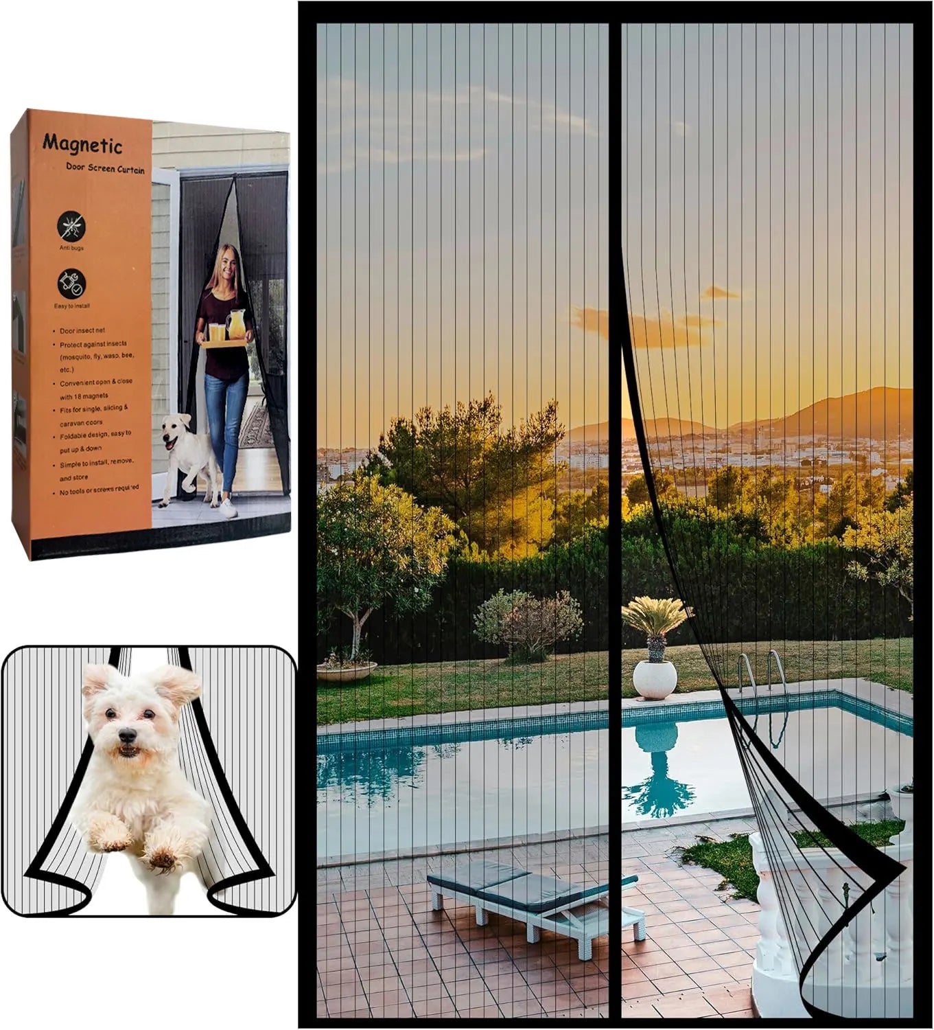 Magnetic Bug Net Door Magnetic Mosquito Net Door Curtain Anti Mosquito Bug Midge Mesh Mosquito Screen Door With Magnets CN;HEB