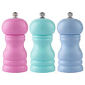 4 Inch Adjustable Ceramic Core Body Wood Pepper Salt Mill Set Modern Design Home Use Restaurant Colorful Rubber Wood Grinder