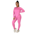 Women's O-Neck Solid Color Long Sleeve Knitting Trousers Sweatsuit Casual Fall Loungewear Women Sets Custom Logo