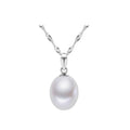 Classic Hot Sale Sterling Silver Single 9-10mm Real White Rice Pearls Choker Pendant Necklace