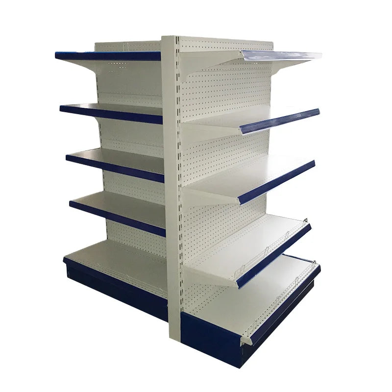 Custom Double-Sided Supermarket Shelf Metallic Supermarket Rack Display Equipment