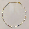 Chic Multi-Color Stone Choker Necklace with Freshwater Pearl Waterproof Elegant Jewelry for Daily Wear & Gifting