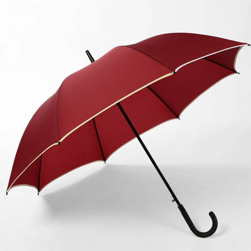 Wholesale 190T Pongee Material Automatic Red Umbrella with Custom Logo Cheap Straight Design