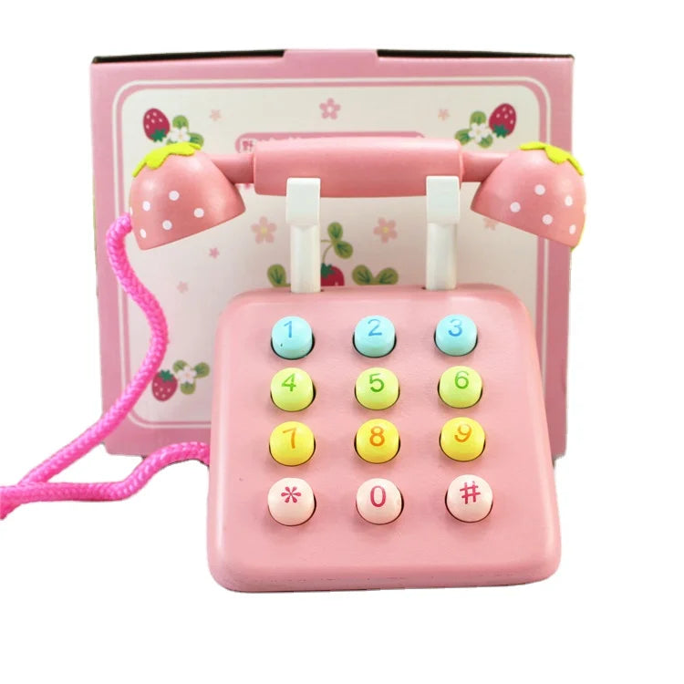 Hot Unisex Wooden Telephone Simulator Colorful Plastic Kids' Game Toy for Boys Girls Encourages Imagination Color Box