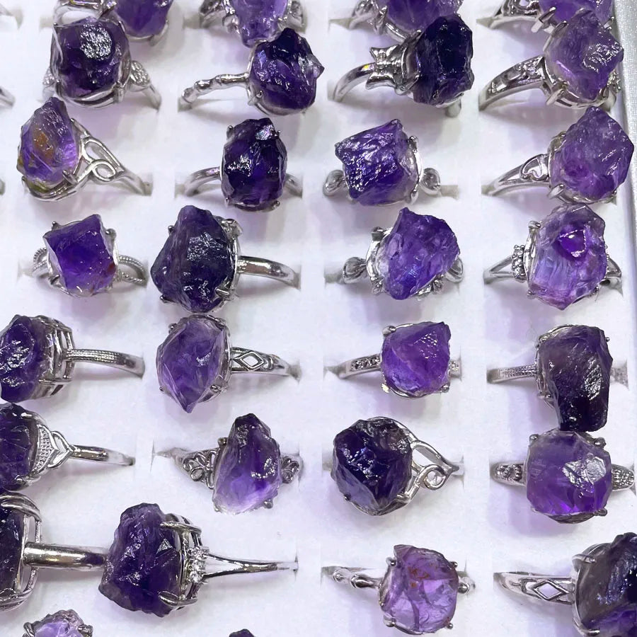 Wholesale Natural Quartz Crystal Rings for Women Fashion Trend Irregular Shape Jewelry Gifts for Real Party