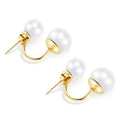 Fine Jewelry Casual Stainless Steel Simple Flat Button Double Pearl Earring Stud Earring