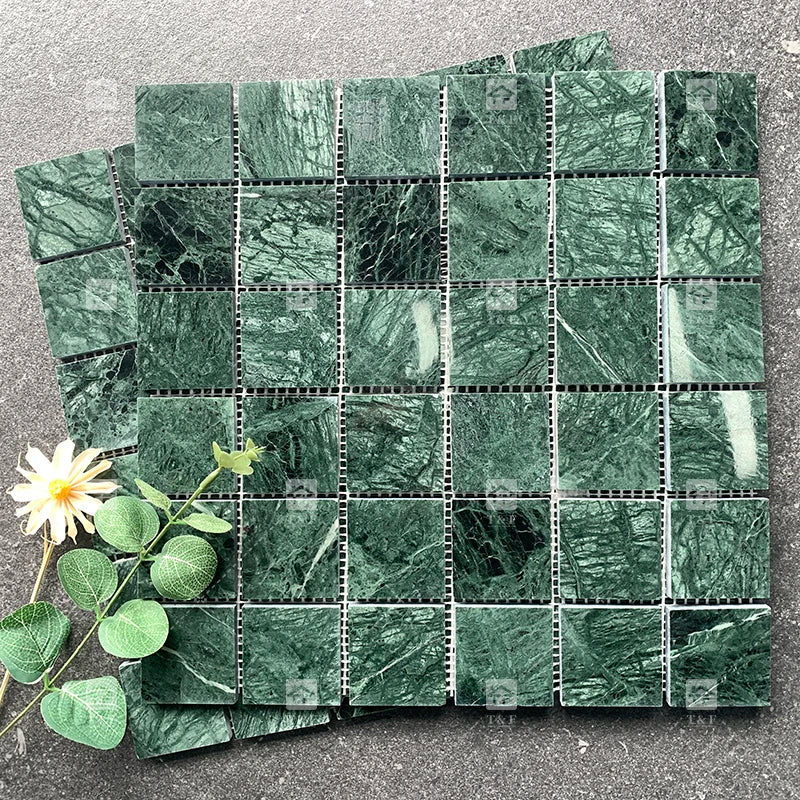 304x304mm Swimming Pool Mosaic Natural Marble Stone Green Color Mosaic Tile