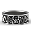 2022 Hot Sale Animal Wolf Pattern Rings Adjustable Silver Anxiety Rings Wholesale Fashion Rotating Wolf Fidget Rings