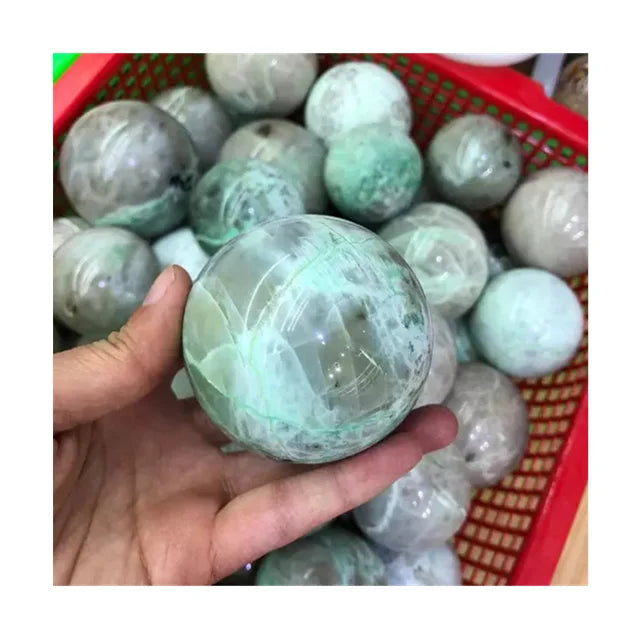 Wholesale Natural Quartz Ball Healing Crystals Green Moonstone Sphere  for Christmas Decoration 2023