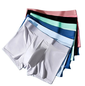 Youki Solid Color High Elastic Ice Silk Ultra Thin Comfortable and Breathable Flat Corner Shorts Four Corner Underpants for Men