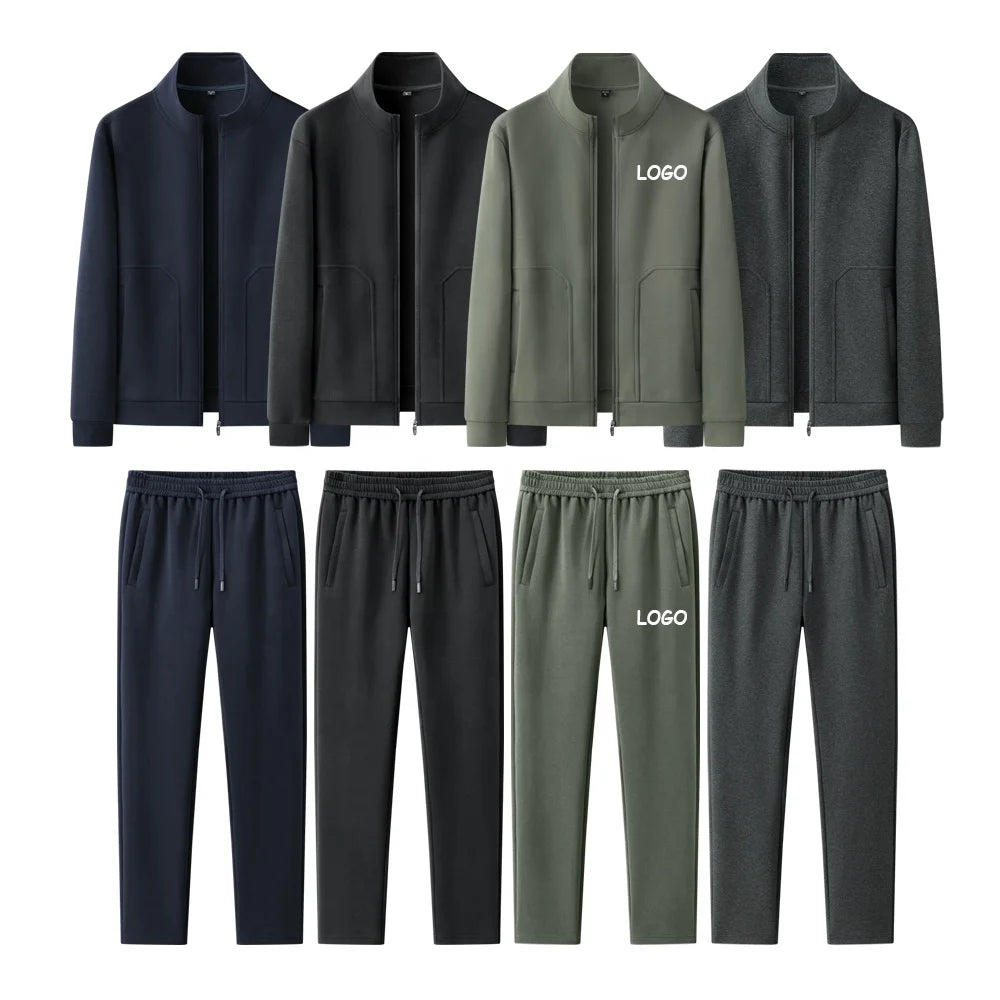 Wholesale Custom Brand Solid Training Set Zipper Jacket Gym Pant Blank Sweatsuit Jogging Sportswear Men Tracksuits for Men