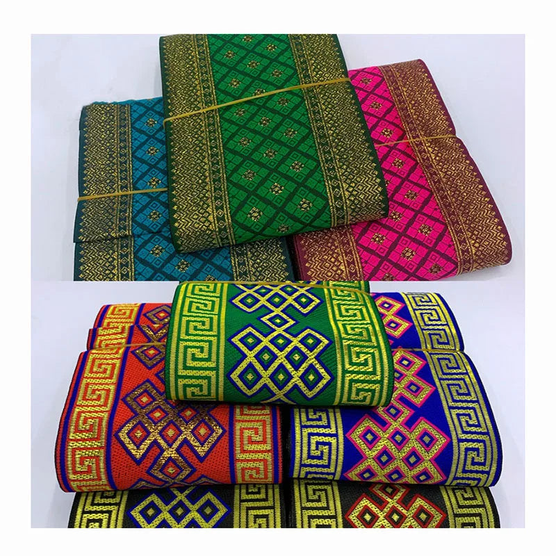 10cm Diy Sewing Computer Jacquard Webbing Lace Designer Dress Costume Upholstery Lady Bag Embellishment Geometric Pattern Ribbon