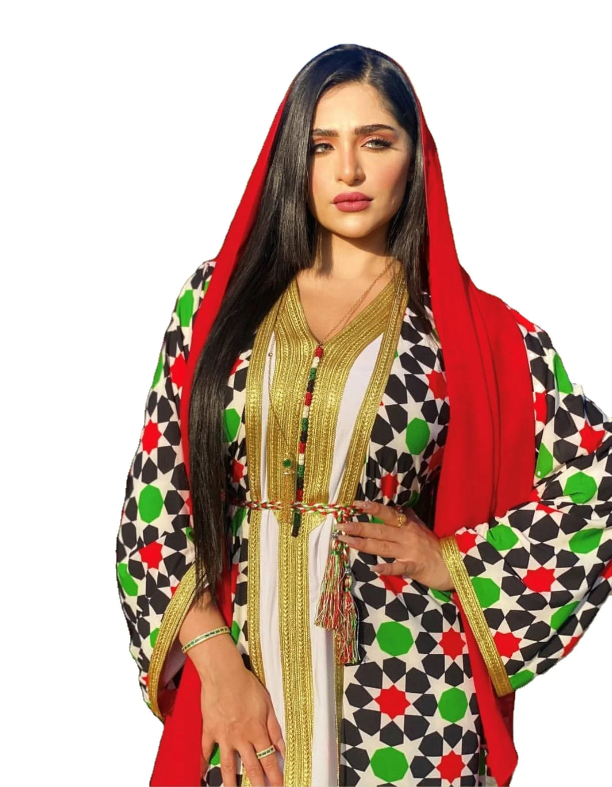 Muslim Eid Dubai Hijab Print Floral Two-Piece Muslim Women's Clothing Turkey Abaya Arabian Dress Women Abaya Dubai