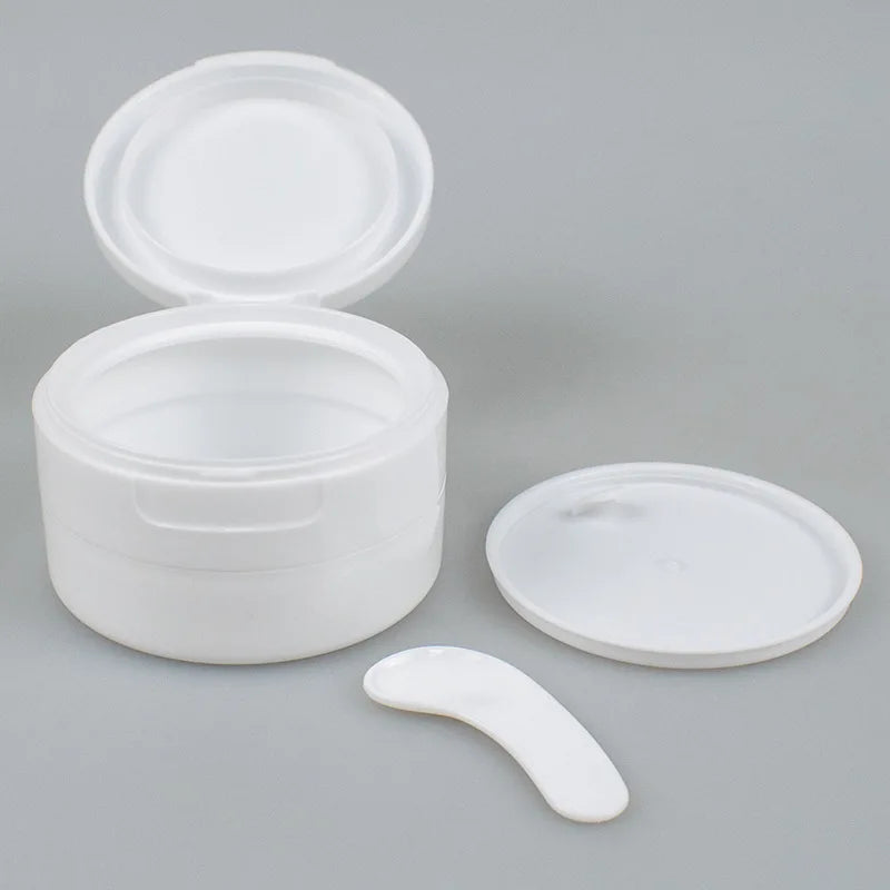 50g White Plastic PP Tooth Powder Jars with Flip Covers Makeup Remover Cream Bottles Cosmetic Use