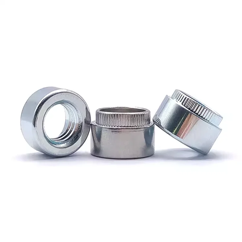 ZS-M3 M4 M5 M6 M8 M10 Stainless Steel Broaching Round Body Knurled Head Self Clinching Flare-in Nuts for Sheet Metal