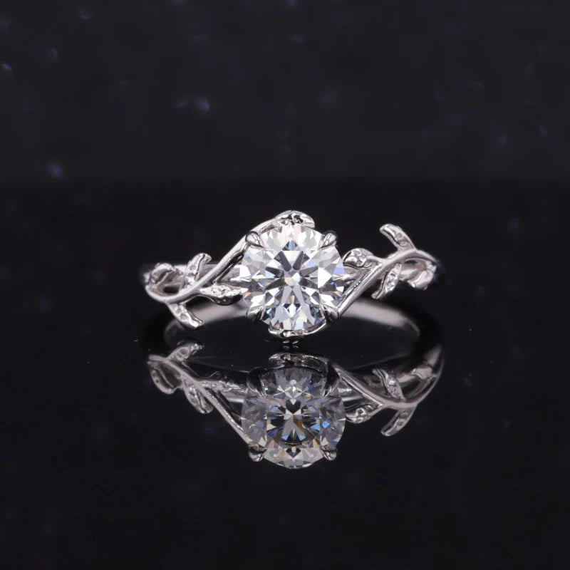 Starsgem Custom Jewelry 2CT Round Brilliant Cut Lab Grown Diamond 18K Solid White Gold Engagement Rings