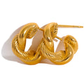 JINYOU 588 316L Stainless Steel Geometric Twisted Fashion Hoop Earrings for Women 18k Gold Plated Rust Proof Stylish Jewelry