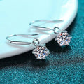Silver 925 Original Total 1-2 Carat Round Brilliant Cut Sparkling Diamond Test Past D Color Moissanite Gemstone Drop Earrings