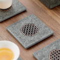 Simple Decor Black Stone Coaster Square Marble Coasters Marble Table Mats Coasters With Holder