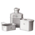 Travel 3pcs Dark Silver Titanium Drinking Water Bottle Canteen Mess Tin Cup Mug 400ml/750ml/1100ml Carry Pouch Camping Cookware