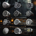 Wholesale Retro Viking Rune Ring in New Stainless Steel Titanium Steel Retro Animal Fashion Rings with Letters Stock Available