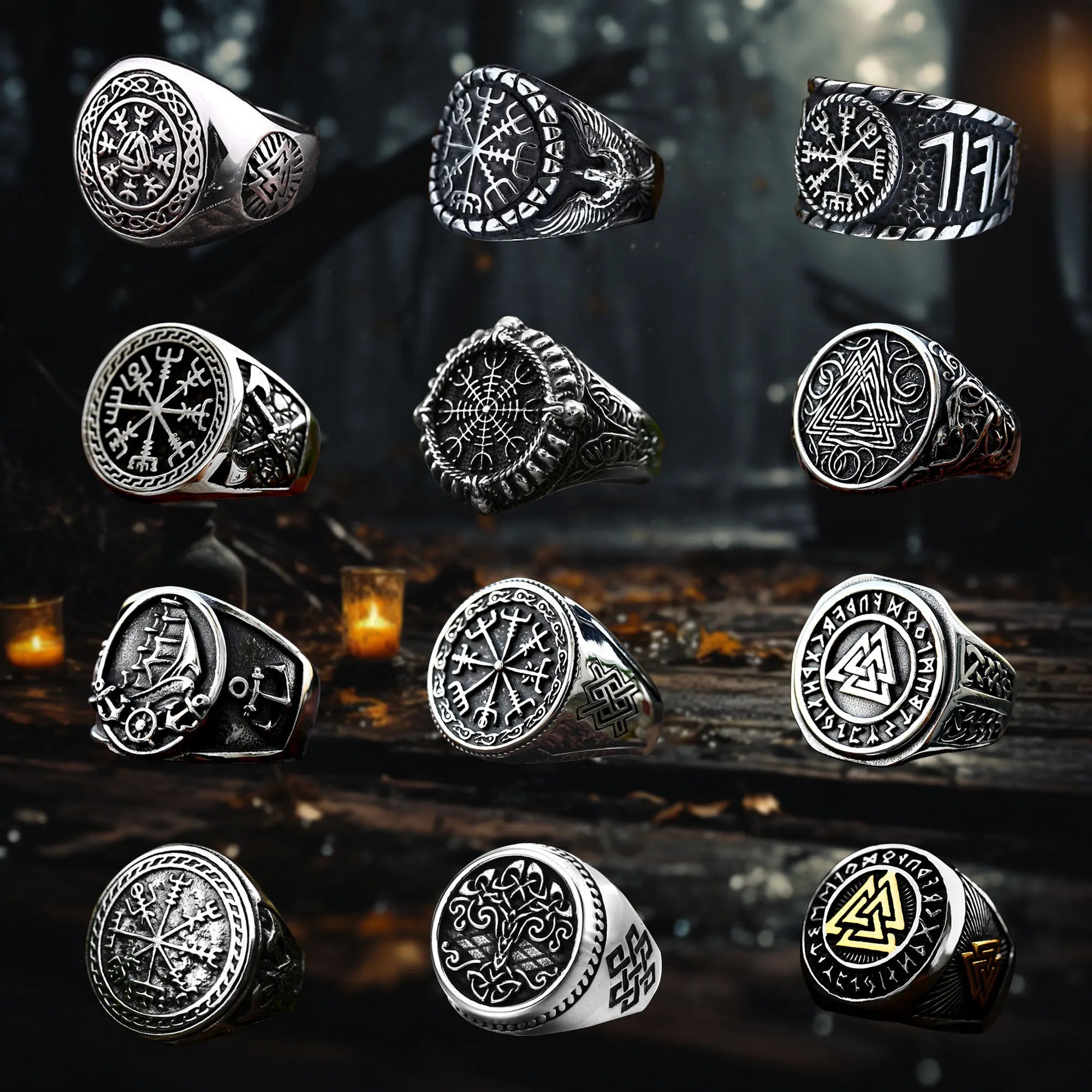 Wholesale Retro Viking Rune Ring in New Stainless Steel Titanium Steel Retro Animal Fashion Rings with Letters Stock Available