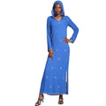 Plain Color Double Layers Pearl Chiffon V Neck Gold Leaf Embroidery Side Slit Islamic Women Abaya With Hoodie