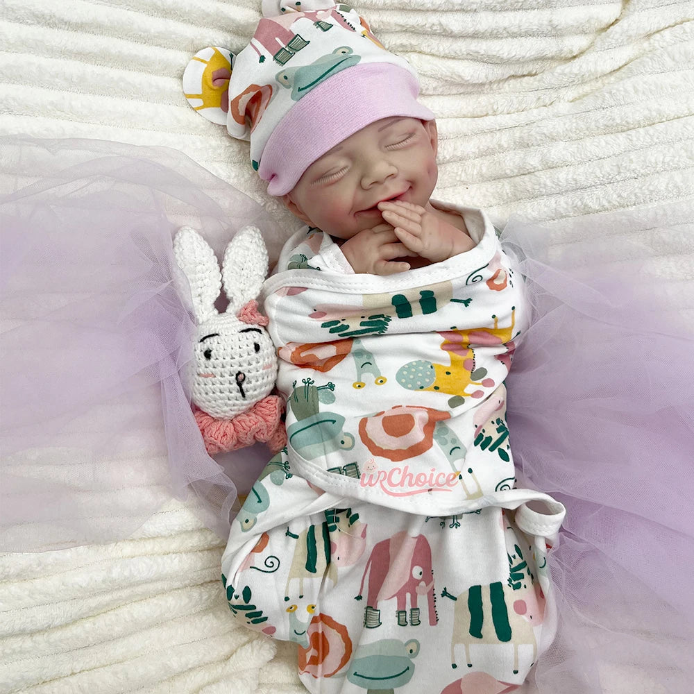 17" Smiling Realistic Soft Full Solid Silicone Reborn Baby Dolls for Girls Can Drink Educational Toys for Nursery Practice