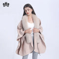 Janefur Wholesale Fashion Woman Lamb Cashmere Outwear Real Fox Fur Collar Wool Winter Coat