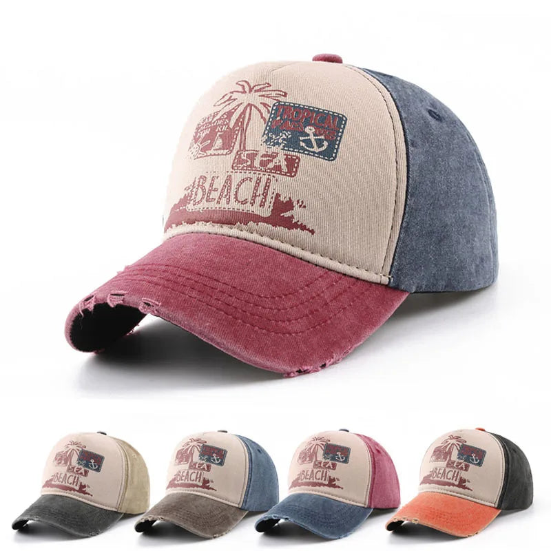Vintage Washed Dad Hat Assorted Color Hip Hop Fitted Snap Back Trucker Caps Adjustable Printed Distressed Baseball Cap