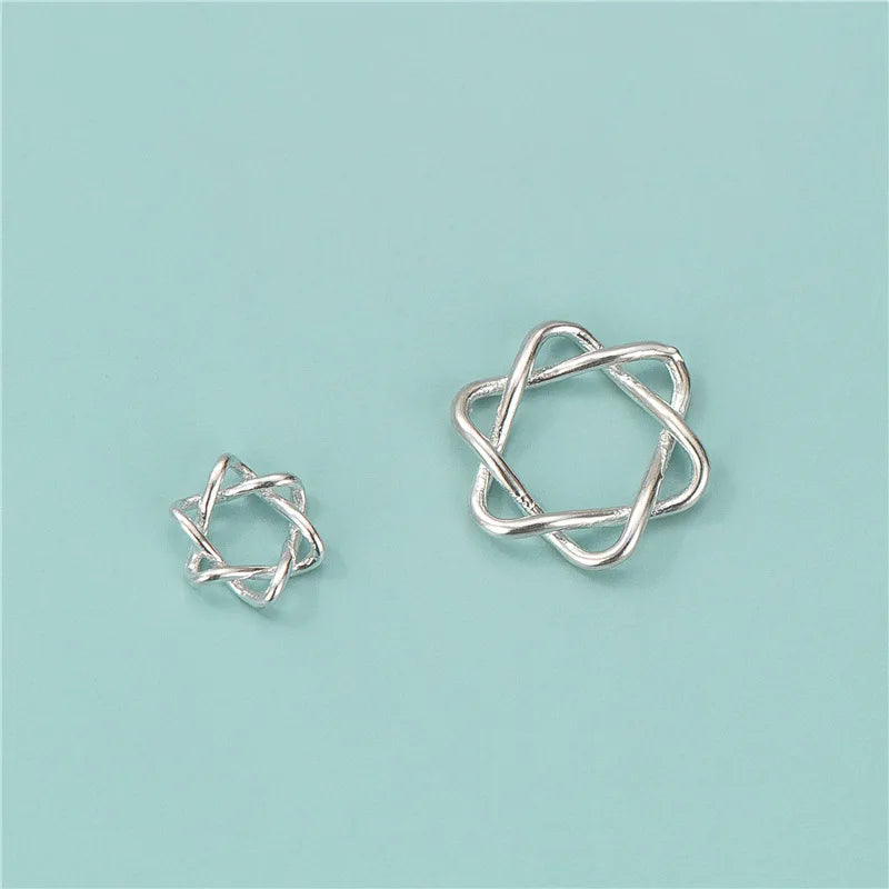 Versatile Pendant 17mm 925 Sterling Silver Hexagram Hollow-out Star of David Sterling Silver Hollow Pendant Necklace Finding