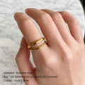 E-Manco NEW Open Finger Rings for Women Stainless Steel 18K Gold Double Layer Ring