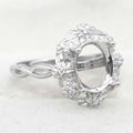 Semi Mount Ring 8*10mm Sterling Silver Empty Frame Blank Support Claws Setting S925 Base Hold Without Center Stone for DIY Inlay