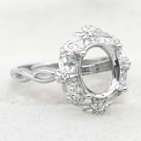 Semi Mount Ring 8*10mm Sterling Silver Empty Frame Blank Support Claws Setting S925 Base Hold Without Center Stone for DIY Inlay