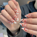 Temooi Wholesale 24Pcs ABS Finger Almond Cute Heart False Nails Press on With Nail Glue