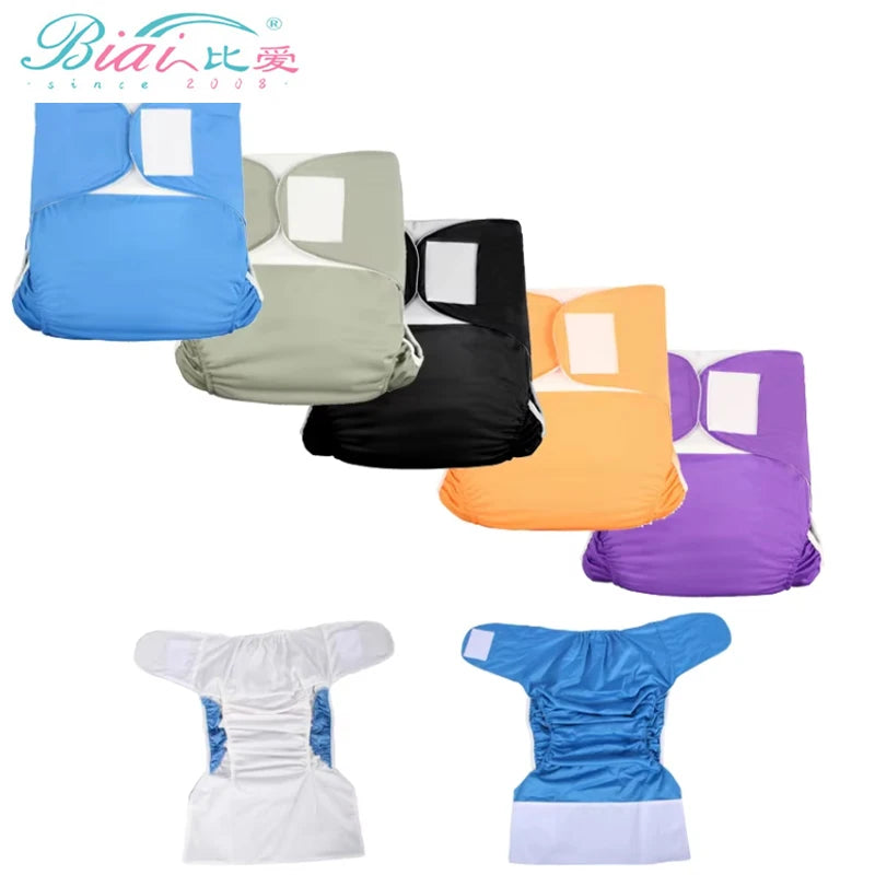 Plain Velcro Adult Cloth Diapers Reusable the Elderly Washable Diapers Breathable Incontinence Pants Without Insert