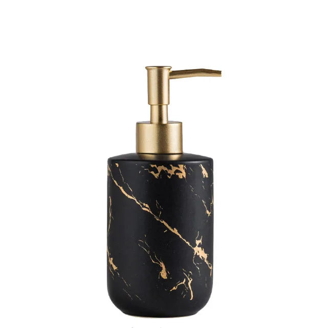 Custom Ceramic Hand Soap Dispenser Bathroom ABS Gold Marbling Soap and Lotion Pump 300ml Soap Dispenser