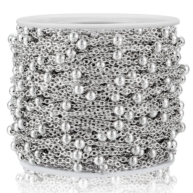 Wholesale Designer Silver Diy Beads Price Stainless Steel Women Jewelry and Accessories Bead Chain Necklace
