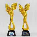 27cm Height Gold Silver Bronze Resin Angel Wing Crystal Plaque Crystal Trophy Award MH-NJ0333