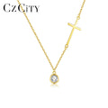 CZCITY Lady Chain Woman Jewelry Cubic Zirconia Zircon European Style Charm Jewelry Necklace Cross