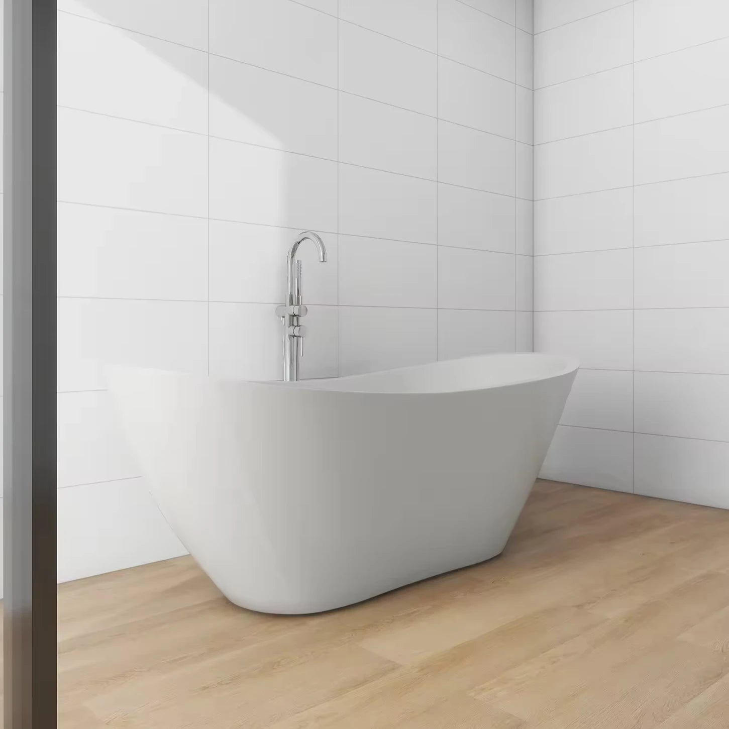 ICEGALAX Acrylic Bath Tub Freestanding Soaking Bathtub Stand Alone Walk-in Hot Tubs for Bathroom