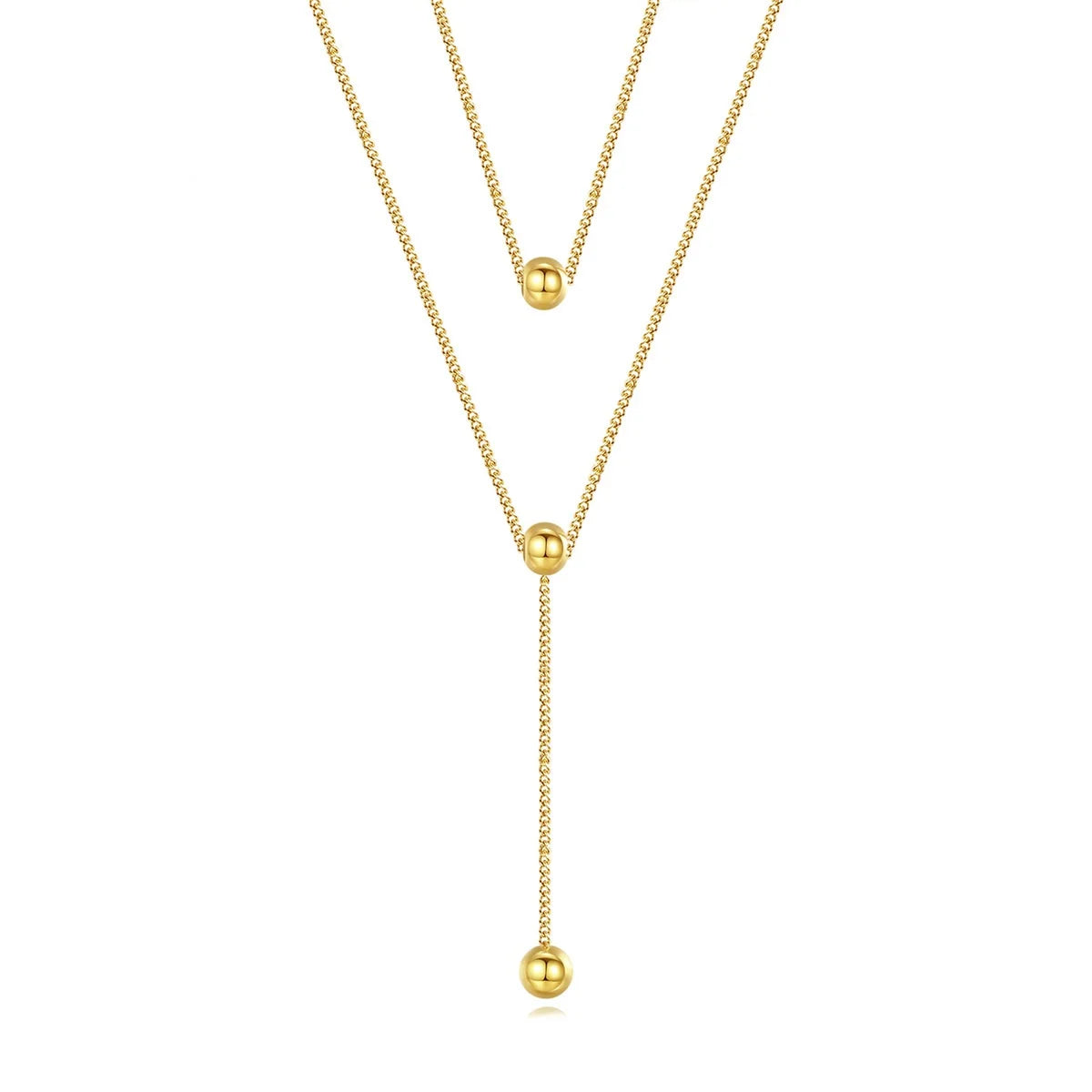 New Arrival Long Tassel Chain Bead Pendant 14k Jewelry Double Necklace Stainless Steel for Woman
