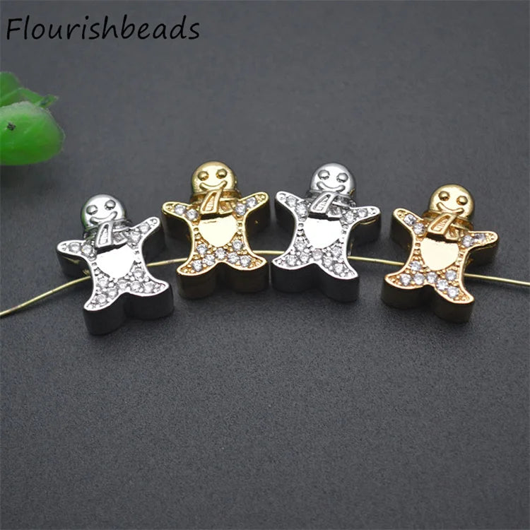 Jewelry Findings Anti Rust 18K Gold Plated CZ Pave Christmas Festival Gift Spacer Beads for DIY Jewelry Bracelet Making