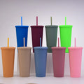 Reusable 22oz Double Wall Colored Acrylic Matte Black Plastic Bulk Cold Drinks Tumbler Cups with Lid and Straw