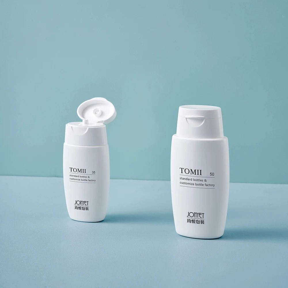 50ml White Plastic Bottle with Flip Cover 30ml 1oz Cosmetic Tubes Packaging for Skin Care Sunscreen Lotion Squeeze Tubes