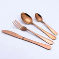 Eco-Friendly Rose Gold Cutlery Set with Logo Printing Korea Stainless Steel Flatware Round Handle for Back to School