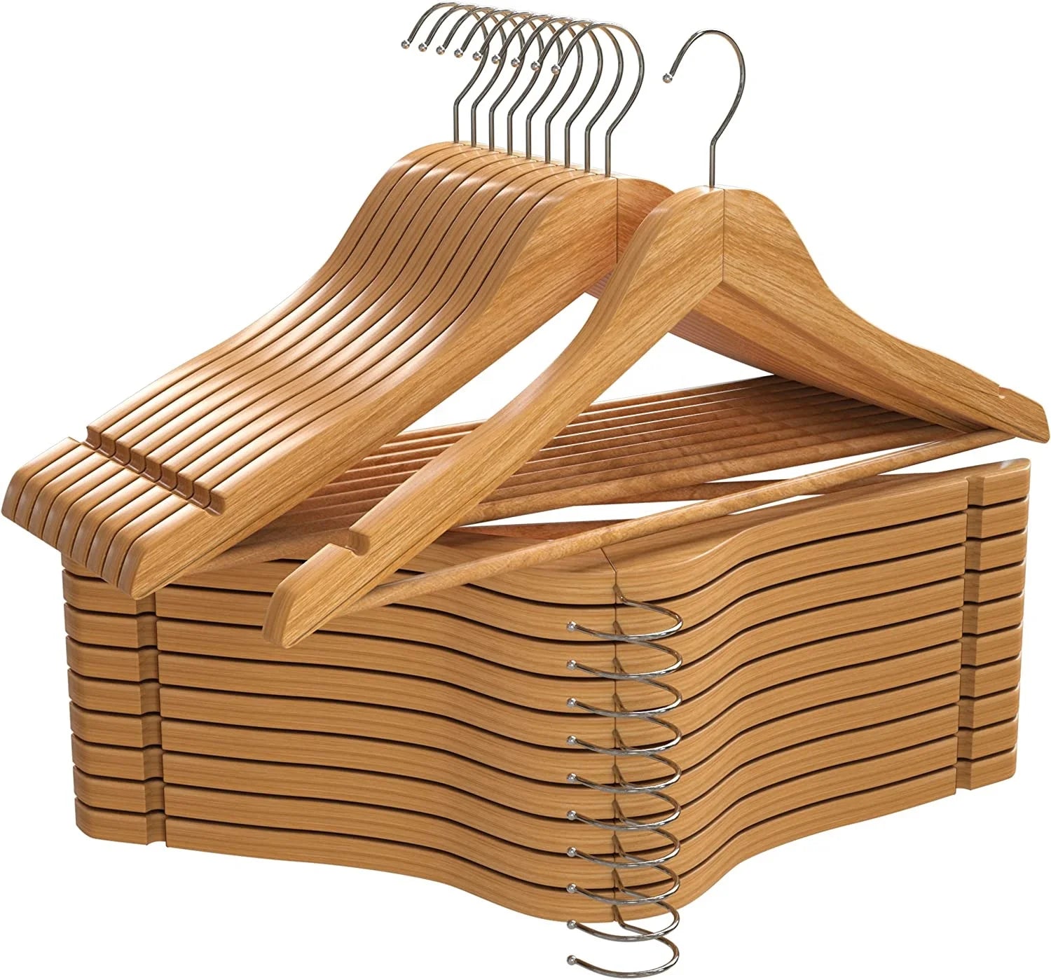 Premium Wooden Hangers 360-Degree Rotatable Hook Durable Slim Shoulder Grooves Lightweight Hangers for Clothes