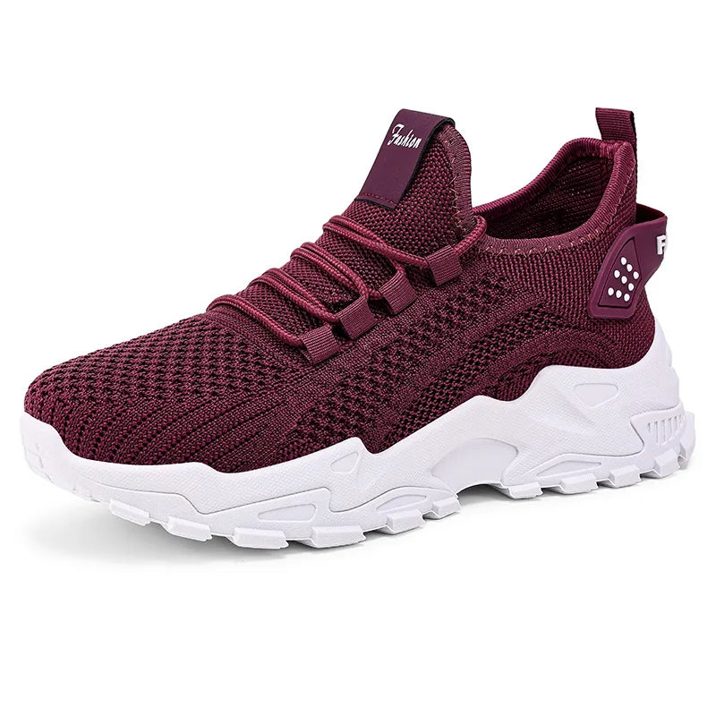 2026 Women Europe Casual Thick Bottom Wholesale Autumn New Arrival Fashion Lace up Run Large Size Solid Color Sport Sneakers
